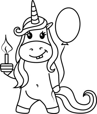 Unicorn Birthday Coloring Page